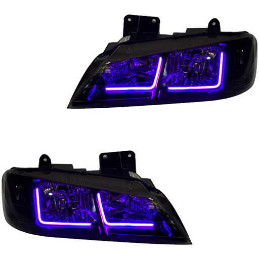 چراغ جلو اسپرت پژو پارس کروز مدل Neon-L بنفش داخل فابریک بدون موتور دو عددی