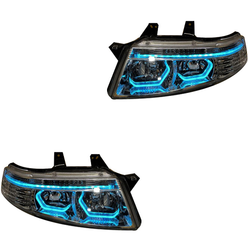 چراغ جلو اسپرت سمند سورن مدرن مدل Hexa-3D آبی یخی داخل فابریک دوحالته بدون موتور دو عددی