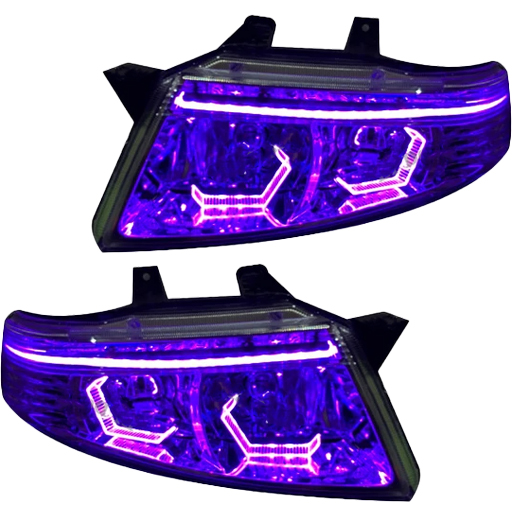چراغ جلو اسپرت سمند سورن مدرن مدل Hexa-3D بنفش داخل فابریک دوحالته بدون موتور دو عددی
