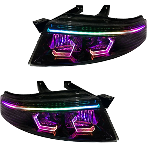 چراغ جلو اسپرت سمند سورن مدرن مدل Hexa-3D فول کالر (بلوتوثی) داخل مشکی دوحالته بدون موتور دو عددی