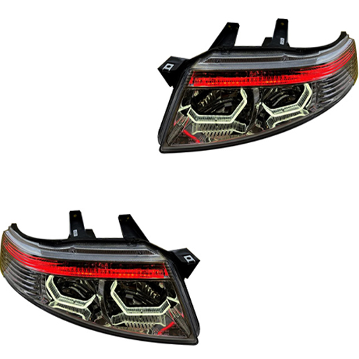 چراغ جلو اسپرت سمند سورن جمع ساز مدل Hexa-3D سفید قرمز داخل فابریک دوحالته بدون موتور دو عددی