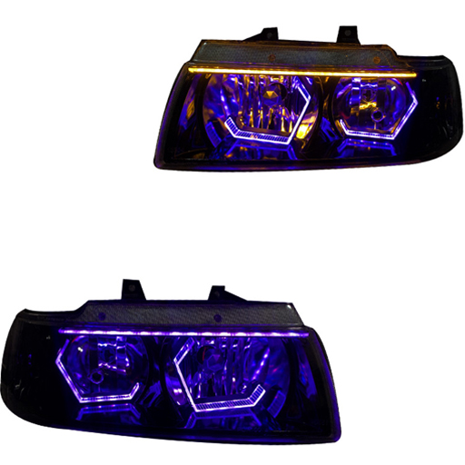 چراغ جلو اسپرت سمند LX کروز مدل هگزا 3D بنفش داخل مشکی دوحالته بدون موتور دو عددی چراغ جلو اسپرت سمند LX کروز مدل هگزا 3D بنفش داخل مشکی دوحالته بدون موتور دو عددی