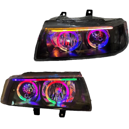 چراغ جلو اسپرت سمند LX کروز مدل حلقه 3D فول کالر (بلوتوثی) داخل فابریک دوحالته بدون موتور دو عددی