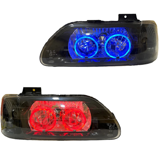 چراغ جلو اسپرت پراید 131 مدرن مدل Bmw-3D مولتی کالر (ریموت دار) داخل مشکی بدون موتور دو عددی