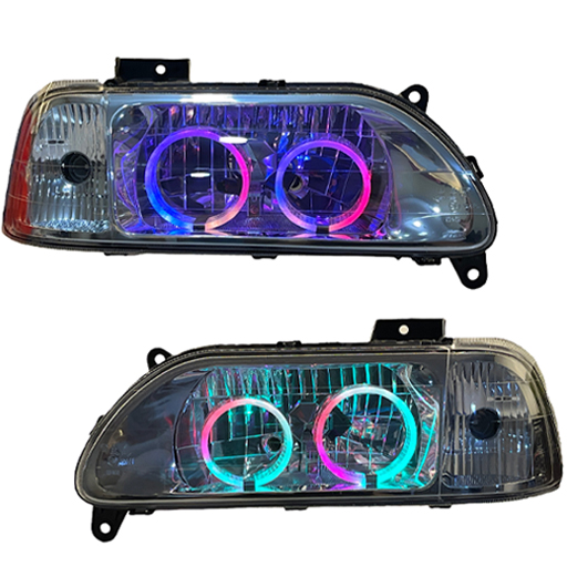 چراغ جلو اسپرت پراید 131 جمع ساز مدل Bmw-3D فول کالر (بلوتوثی) داخل فابریک بدون موتور دو عددی