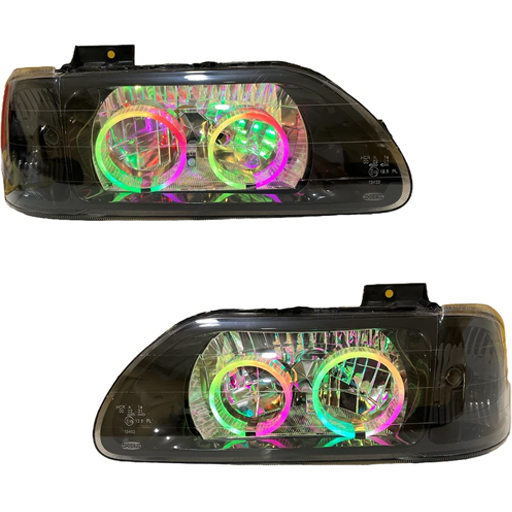 چراغ جلو اسپرت پراید 131 جمع ساز مدل Bmw-3D فول کالر (بلوتوثی) داخل مشکی بدون موتور دو عددی