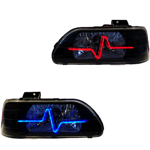 چراغ جلو اسپرت پراید 131 مدرن مدل 3D ضربان مولتی کالر (ریموت دار) داخل مشکی بدون موتور دو عددی