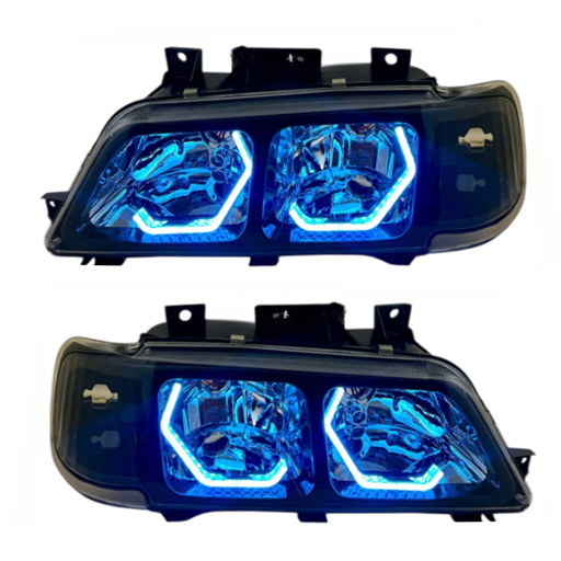 چراغ جلو اسپرت پژو 405 طرح BMW (چپ و راست) آبی یخی مات