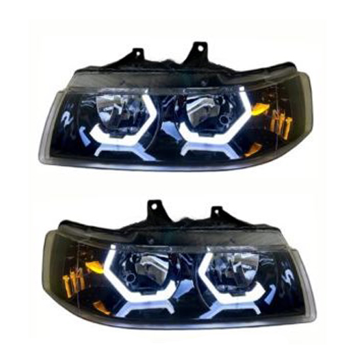 چراغ جلو اسپرت سمند LX طرح BMW سه بعدی با راهنما (چپ و راست) سفید مات