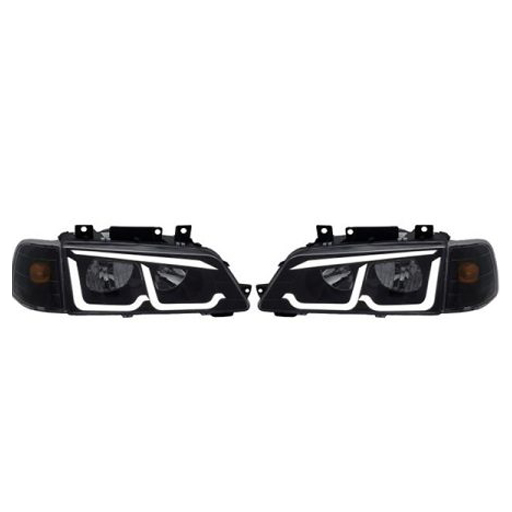 چراغ جلو اسپرت سمند LX طرح BMW تمام پلکسی (چپ و راست) سفید