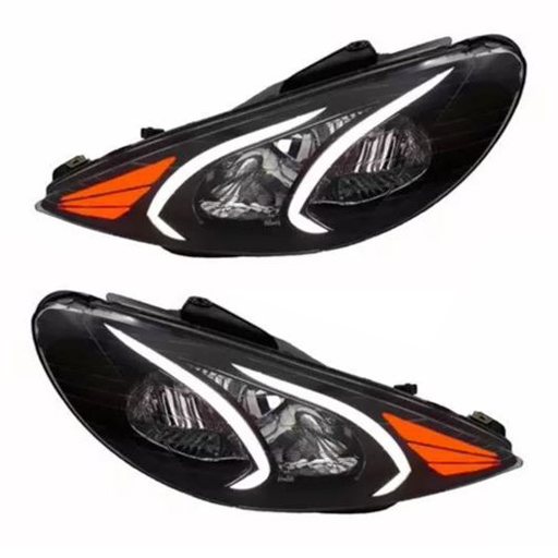 چراغ جلو اسپرت پژو 206 طرح BENZ تمام پلکسی (چپ و راست) سفید