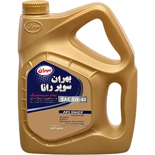 روغن موتور بهران 5w40 sn مدل سوپر رانا تمام سینتتیک حجم چهار لیتر