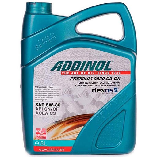 روغن موتور ادینول 5w30 sp مدل premium 0530 c3-dx تمام سینتتیک حجم پنج لیتر