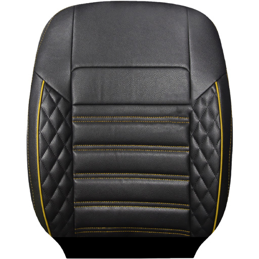روکش صندلی کوییک سوشیانت چرم مدل سورنا مشکی دوخت زرد