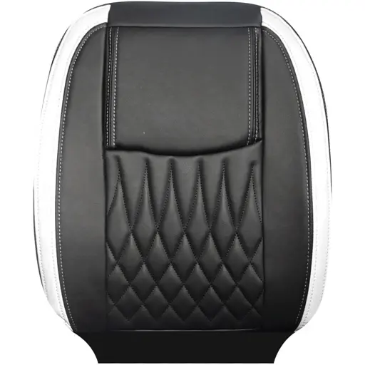 روکش صندلی شاهین سوشیانت چرم مدل نیل مشکی نوار سفید روکش صندلی شاهین سوشیانت چرم مدل نیل مشکی نوار سفید