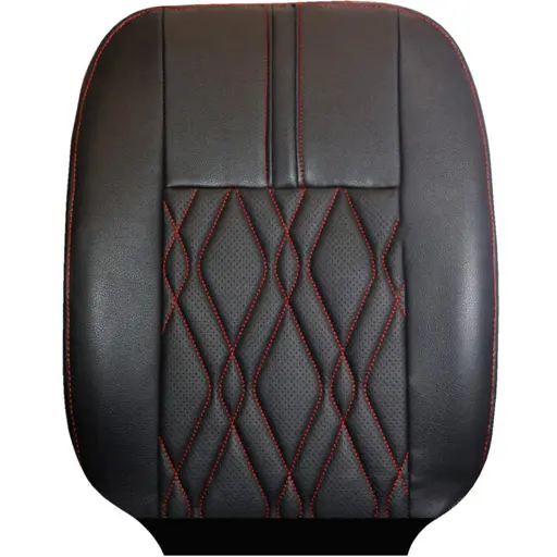 روکش صندلی پژو 206 سوشیانت چرم مدل بلیطی مشکی دوخت قرمز 4 تیکه روکش صندلی پژو 206 سوشیانت چرم مدل بلیطی مشکی دوخت قرمز 4 تیکه