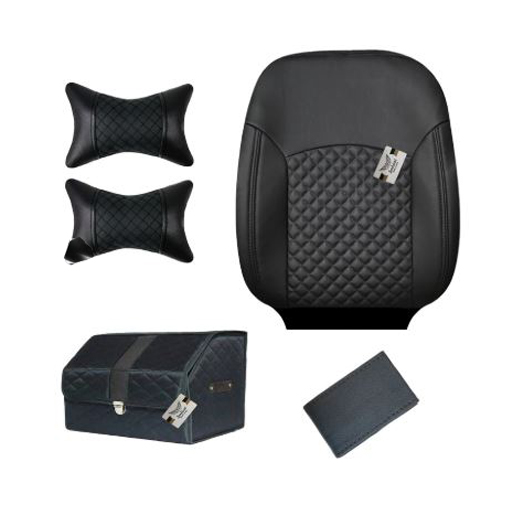 ست کامل روکش صندلی کوییک سوشیانت مدل خزر چرمی مشکی