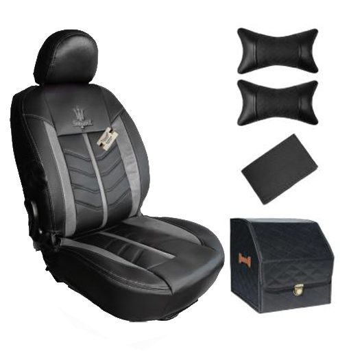 ست کامل روکش صندلی کوییک سوشیانت مدل کویین چرمی طوسی