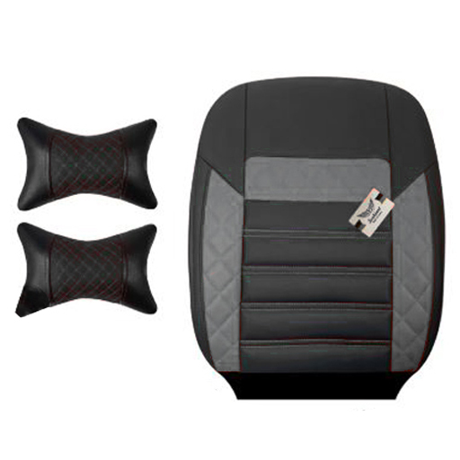 روکش صندلی پژو پارس سوشیانت مدل الوند چرمی به همراه پشت گردنی طوسی