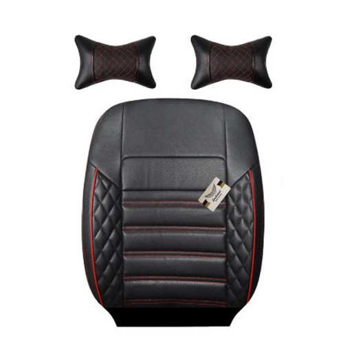 روکش صندلی پژو پارس سوشیانت مدل سورنا چرمی به همراه پشت گردنی قرمز