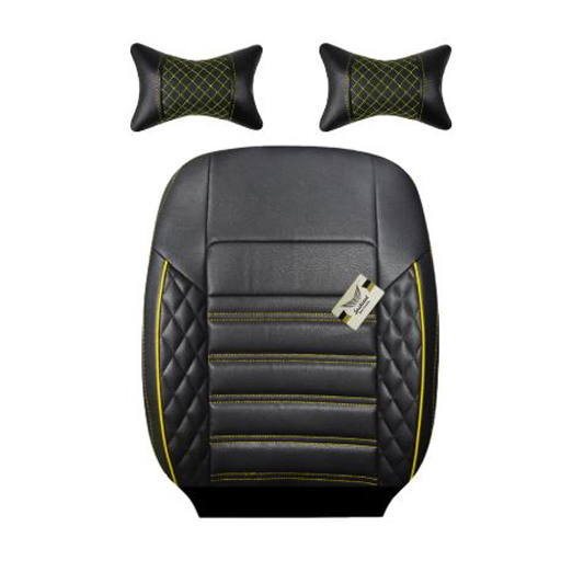 روکش صندلی پژو پارس سوشیانت مدل سورنا چرمی به همراه پشت گردنی زرد