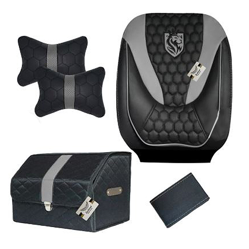 ست کامل روکش صندلی پژو پارس سوشیانت مدل انزو چرمی طوسی