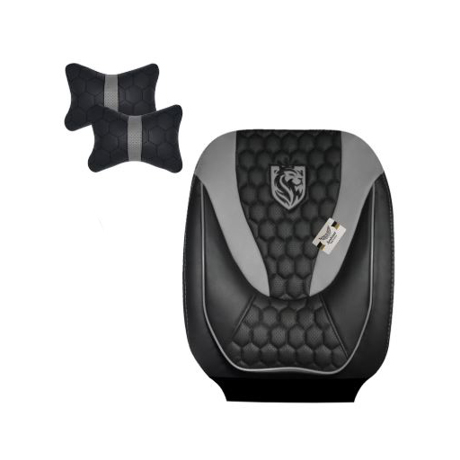 روکش صندلی پژو پارس سوشیانت مدل انزو چرمی به همراه پشت گردنی طوسی