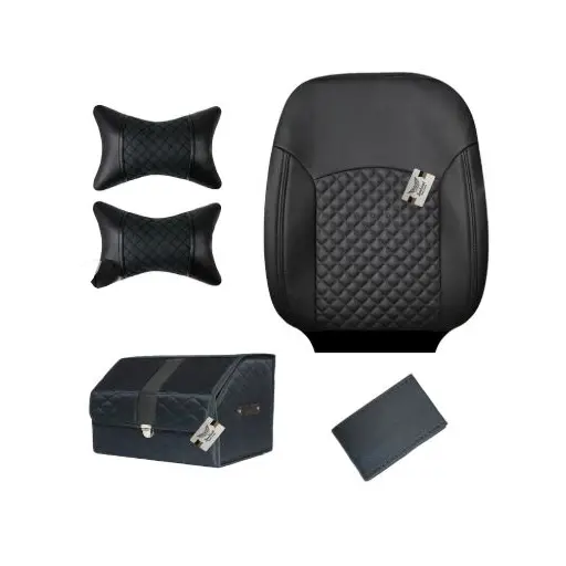 ست کامل روکش صندلی تیبا 1 سوشیانت مدل خزر چرمی مشکی