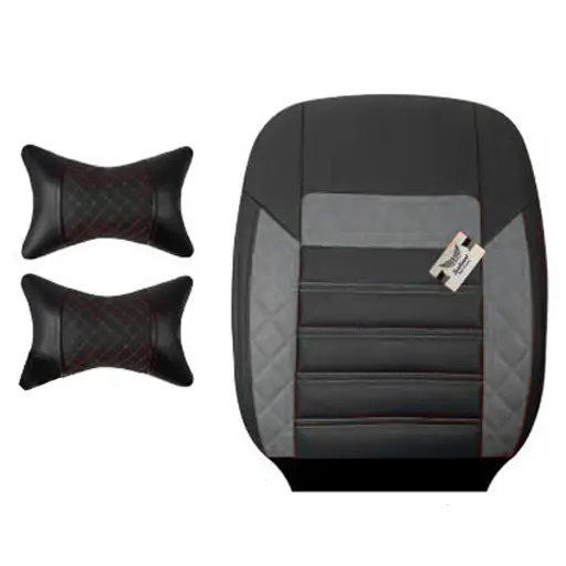 روکش صندلی تیبا 1 سوشیانت مدل الوند چرمی به همراه پشت گردنی طوسی