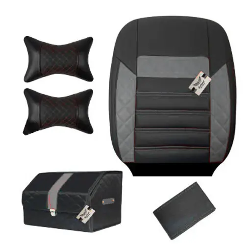 ست کامل روکش صندلی تیبا 1 سوشیانت مدل الوند چرمی طوسی