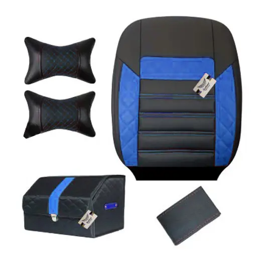 ست کامل روکش صندلی تیبا 1 سوشیانت مدل الوند چرمی آبی