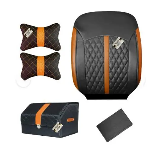 ست کامل روکش صندلی تیبا 1 سوشیانت مدل افرا چرمی قهوه ای شتری