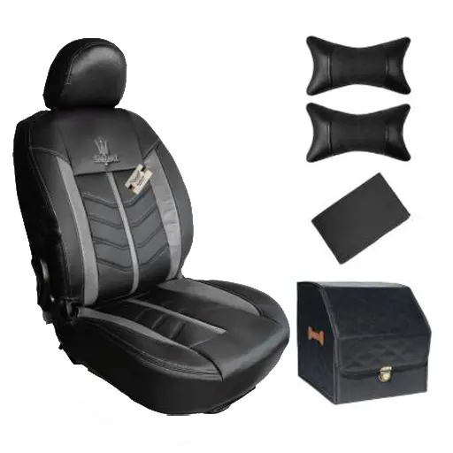 ست کامل روکش صندلی تیبا 1 سوشیانت مدل کویین چرمی طوسی