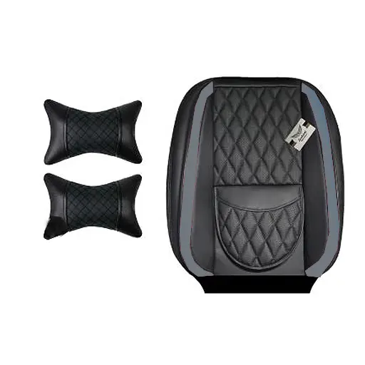 روکش صندلی پژو 207 سوشیانت مدل turin چرمی به همراه پشت گردنی طوسی