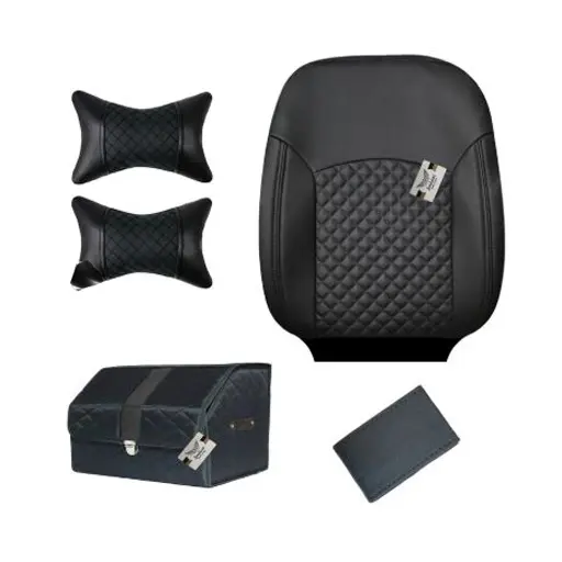 ست کامل روکش صندلی پژو 207 سوشیانت مدل خزر چرمی مشکی