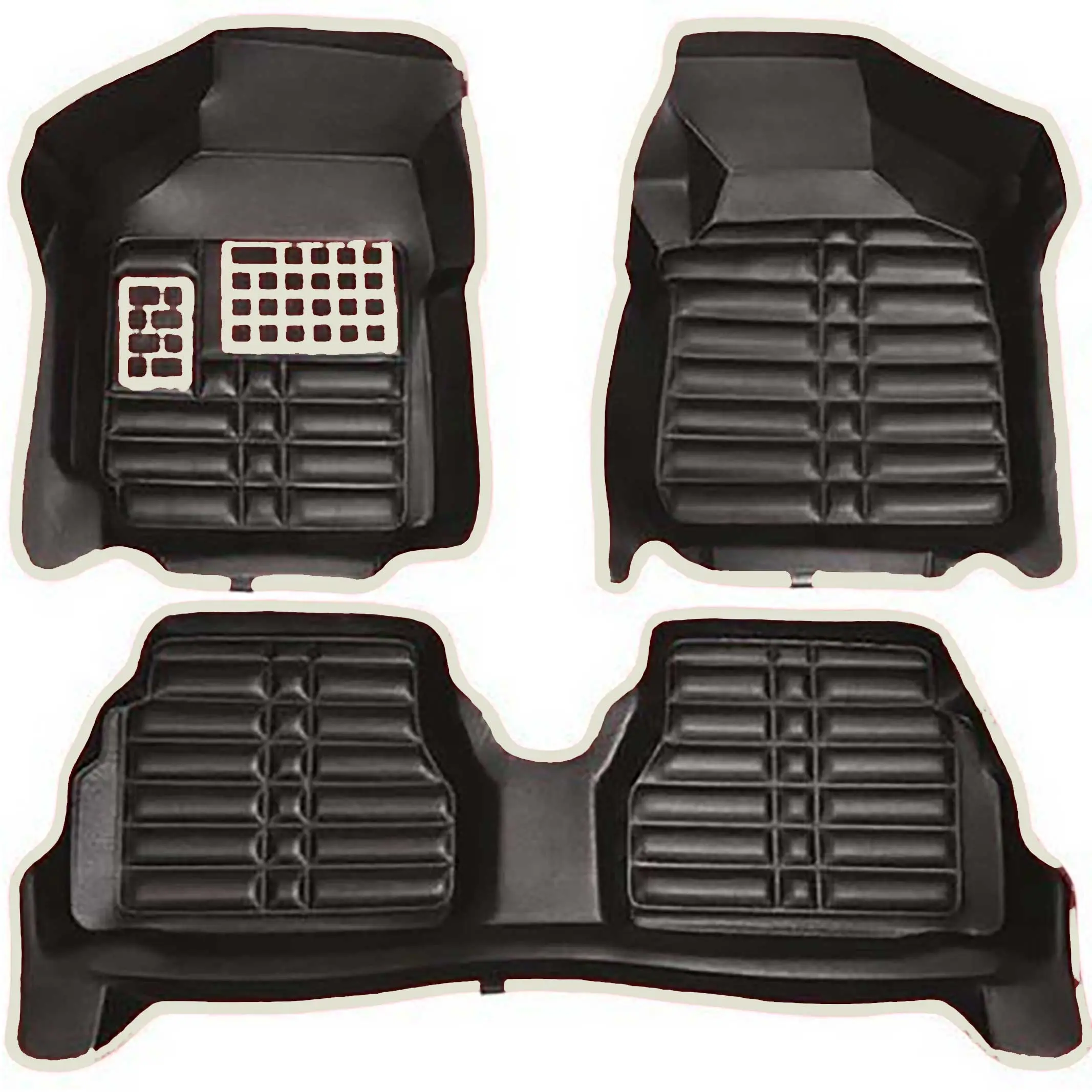 کفپوش پنج بعدی پراید pz چرمی مشکی دور سفید