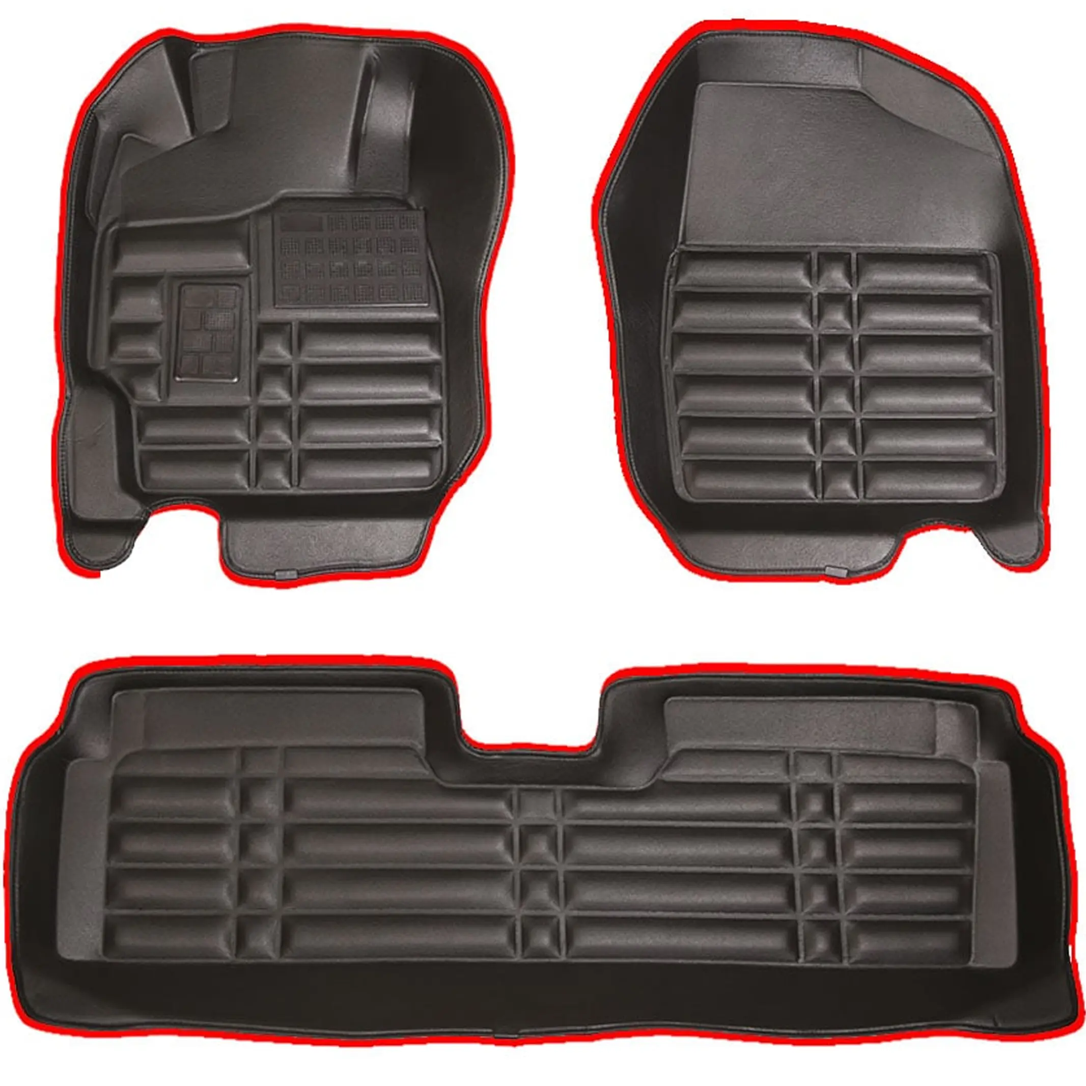 کفپوش پنج بعدی شاهین pz چرمی مشکی دور قرمز