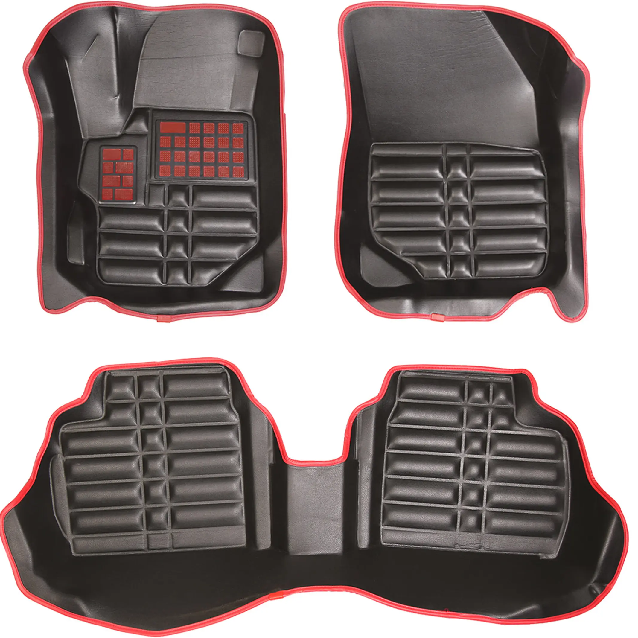 کفپوش پنج بعدی تارا pz چرمی مشکی دور قرمز