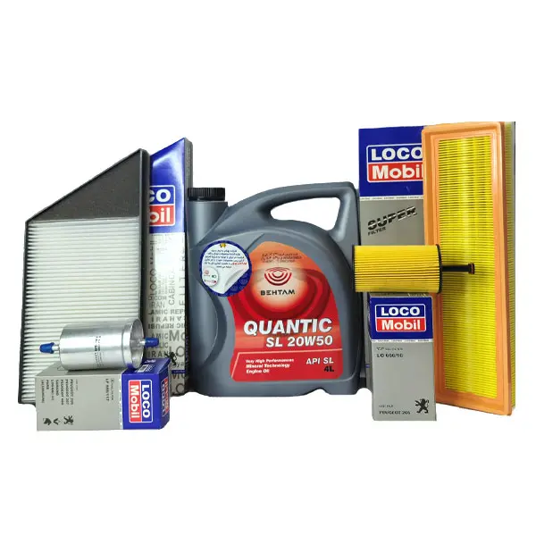 پکیج تعویض روغن پژو 206 تیپ 2 قبل از 85 بهتام-لیکوموبیل با صافی بنزین (استاندارد)