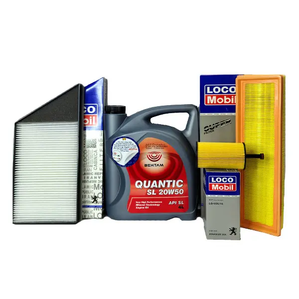 پکیج تعویض روغن پژو 206 تیپ 2 قبل از 85 بهتام-لیکوموبیل بدون صافی بنزین (استاندارد)