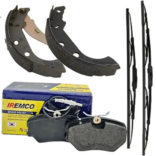 پکیج لنت ترمز جلو و عقب پژو 405 امکو با تیغه برف پاک کن جلو