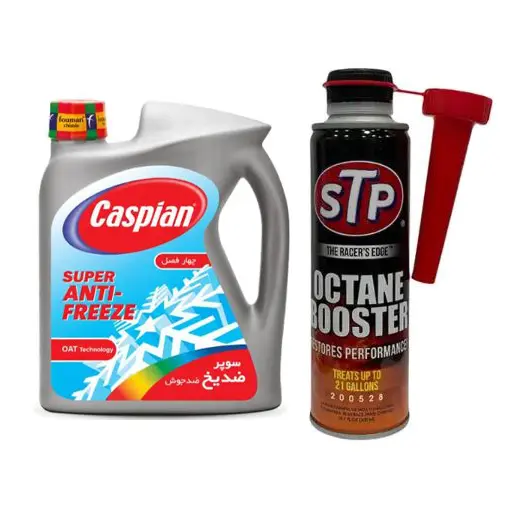 پکیج ضد یخ کاسپین SUPER ANTI FREEZE حجم 3/55 لیتری با اکتان اس تی پی