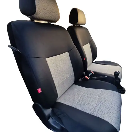 روکش صندلی سهند هایکو طرح آوا چرم و پارچه مشکی طوسی