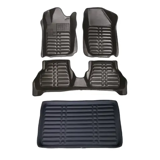 پکیج کفپوش پژو 206 هاچ بک پنج بعدی مشکی با کفپوش صندوق پژو 206 هاچ بک سه بعدی مشکی