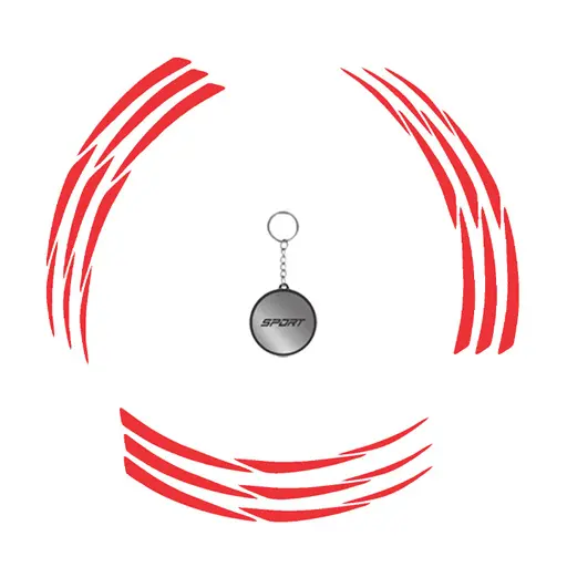 برچسب دور رینگ موتور سیکلت مهدیار قرمز کد DR005 R با جا کلیدی بسته 17 عددی