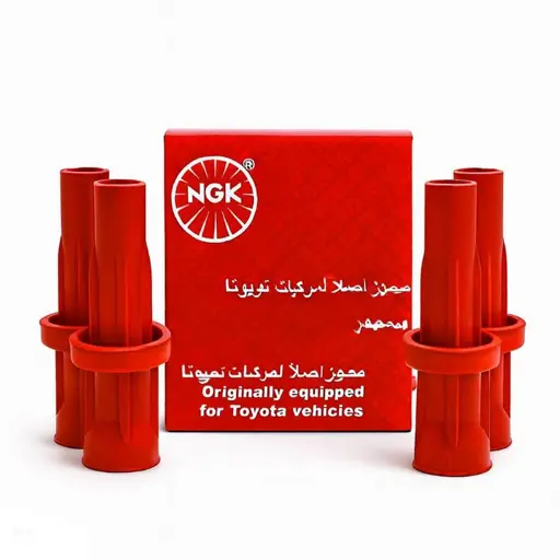 شمع خودرو شمع NGK مدل 91823 پایه بلند بسته 4 عددی به همراه بوت وایر تقویتی سیلیکونی