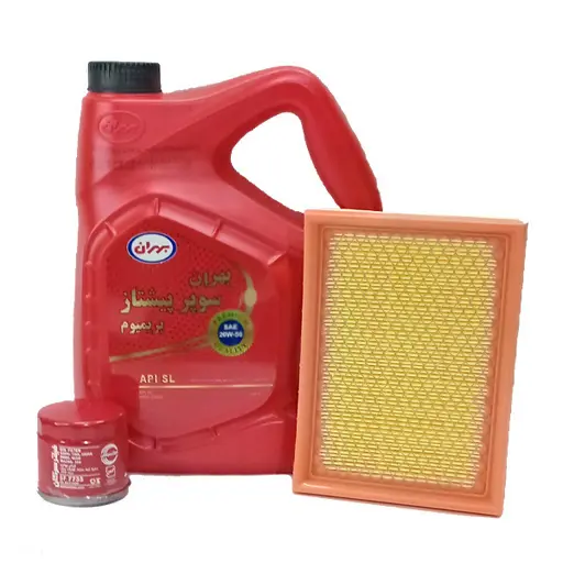 روغن موتور بهران مدل API SL 20W - 50 حجم 4 لیتر به همراه فیلتر هوا و فیلتر روغن مناسب پراید قبل از سال 92