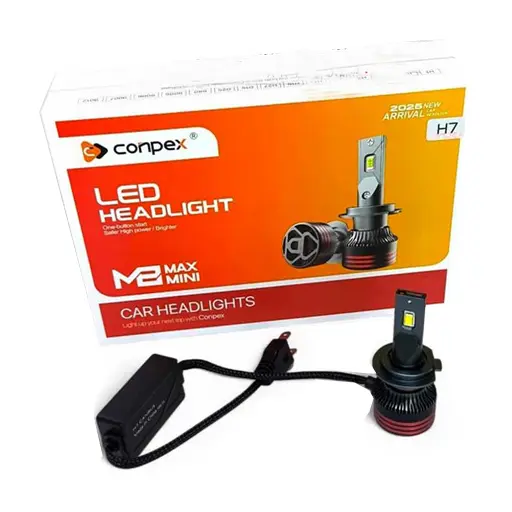 هدلایت پژو 206 کانپکس اورجینال مدل M8 MAX MINI  مناسب نور پایین و نور بالا چیپ CSP بسته 2عددی