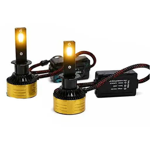 هدلایت پژو 206 توبیز مدل T43 PRO اورجینال زرد آفتابی فابریک مناسب نور پایین و نور بالا 2 عددی