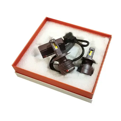 هدلایت کانپکس مدل VX5 پایه H4 دو کنتاکت 200W نور بالا سفید و نور پایین زرد آفتابی اورجینال 2 عددی